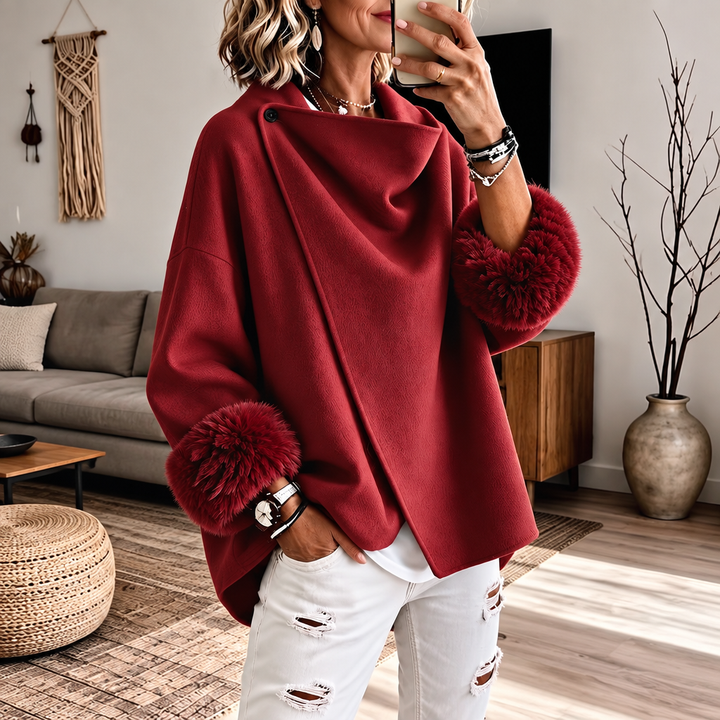 Wearbella – Kurtka asymetryczna z futrzanymi mankietami