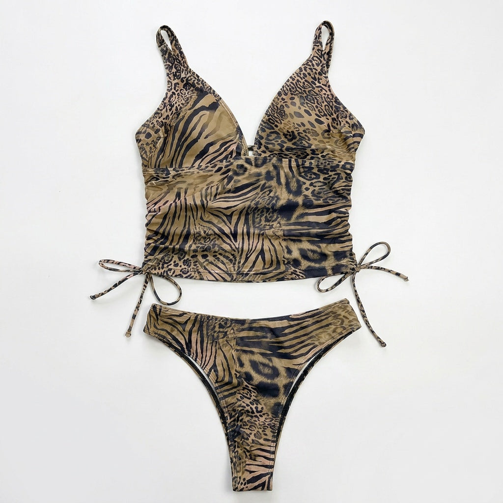 Lunavia – Kobiecy bikini w panterkę z głębokim dekoltem