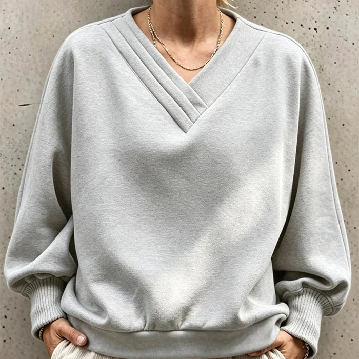 Wearbella – Sweter z plisowanym dekoltem w serek i balonowymi rękawami