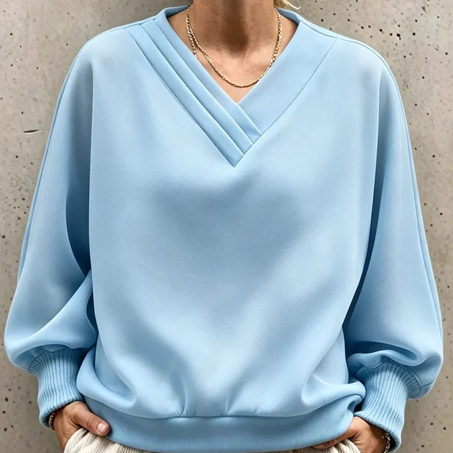 Wearbella – Sweter z plisowanym dekoltem w serek i balonowymi rękawami