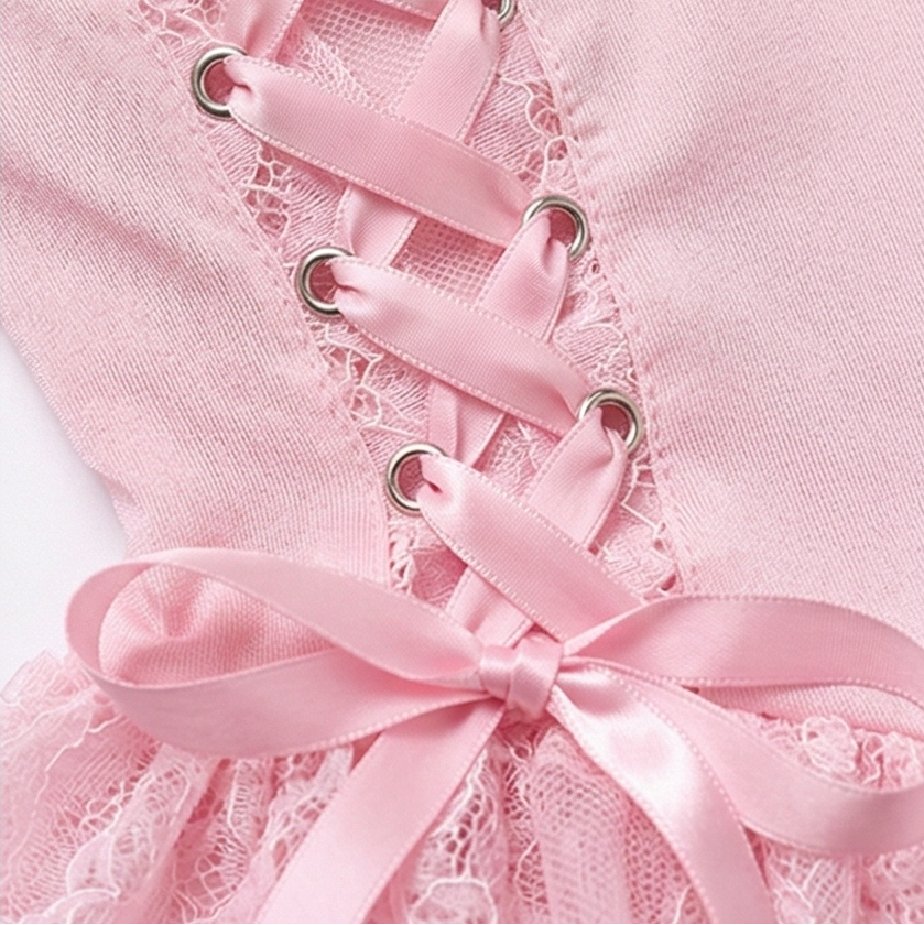 Rosalure – Zestaw babydoll z koronką i pończochami z pasem