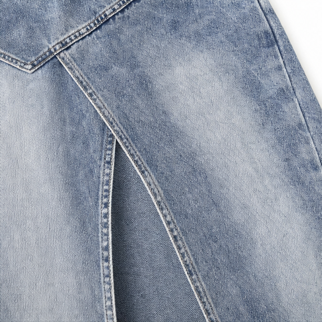 Saviera – Asymetryczna Spódnica Maxi z Denimu z Wysokim Rozcięciem z Przodu