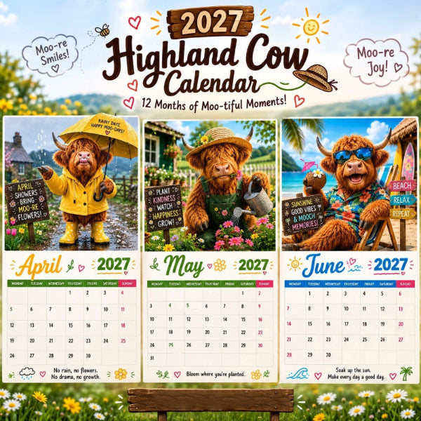 Mootsy – Kalendarz Ścienny z Highland Cow na 2027 rok