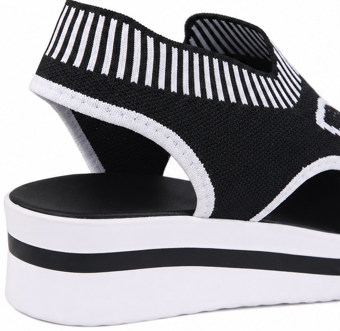 Sockela – Sandały Peep Toe na Platformie z Dzianiny dla Kobiet