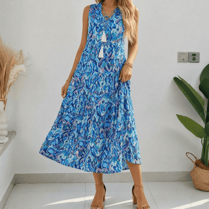 Soleia – Damska Sukienka Midi w Stylu Boho z Falbanami
