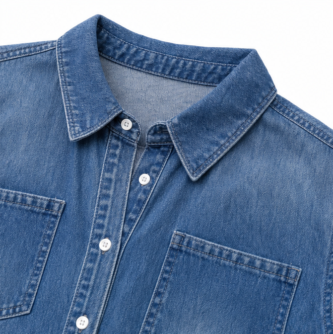 Solenna – Miękki kombinezon z denimu z guzikami z przodu i kieszeniami