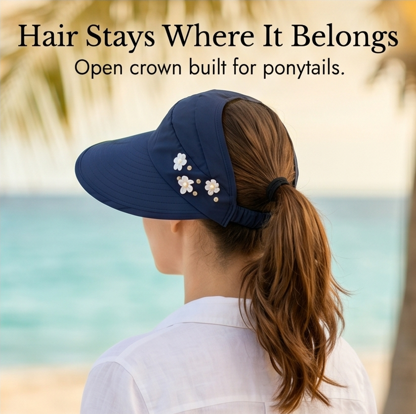 Solwen – Kapelusz przeciwsłoneczny z szerokim rondem i otworem na kucyk