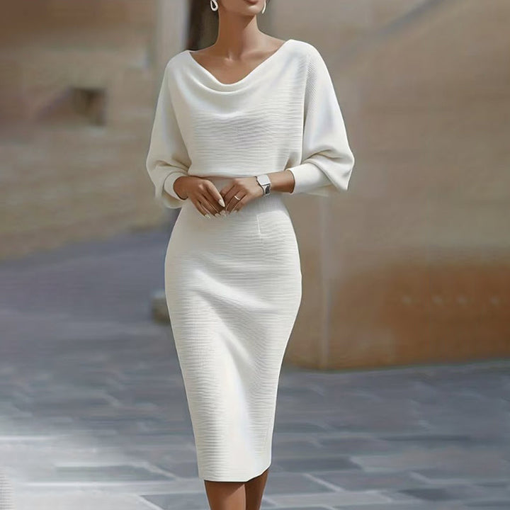 Wearbella – Zestaw z bluzką z prążkowanym drapowaniem i spódnicą midi