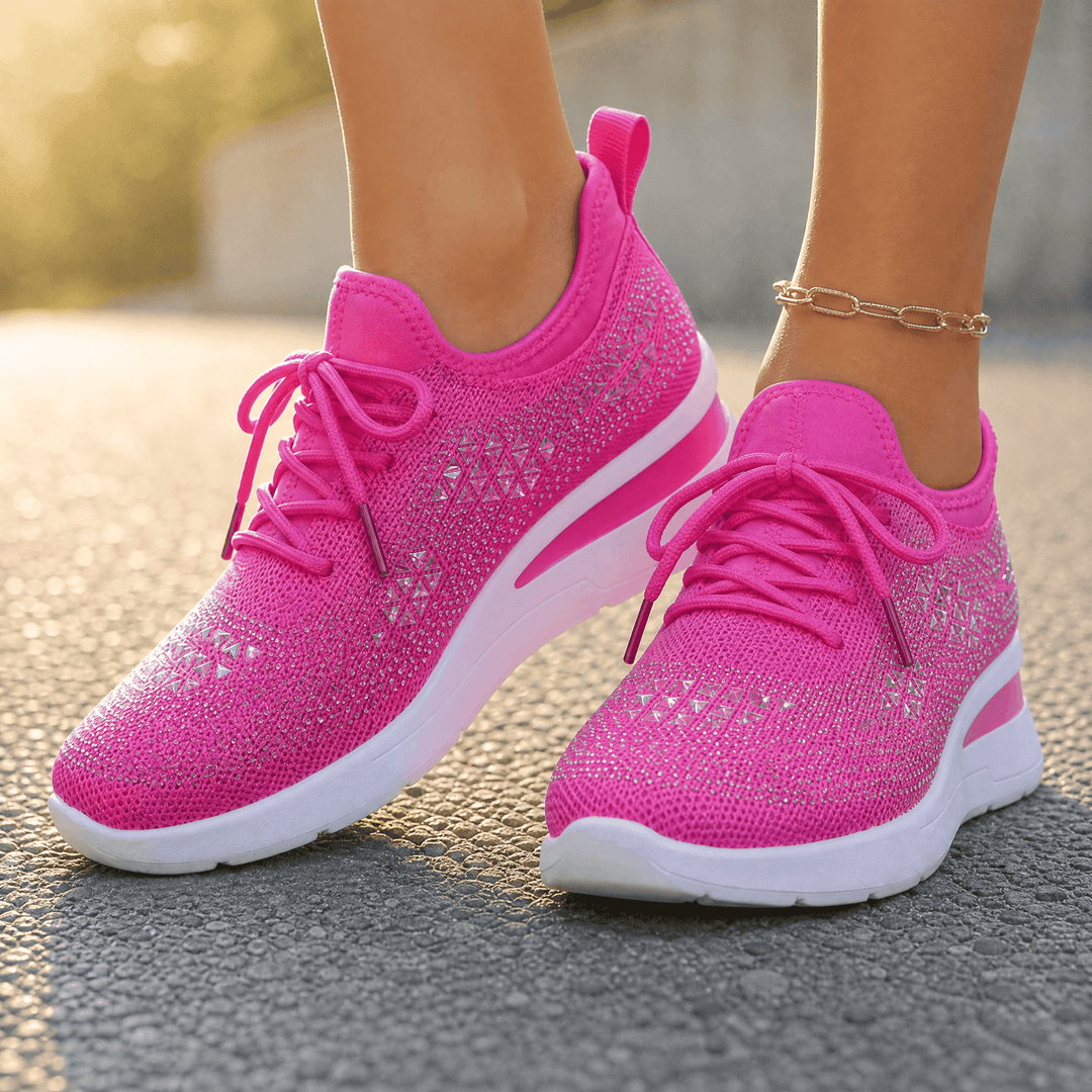 Stellara – Damskie sneakersy na koturnie z kryształkami