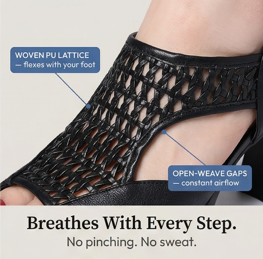 Tessara – Kobiece Oddychające Woven Sandały na Obcasie