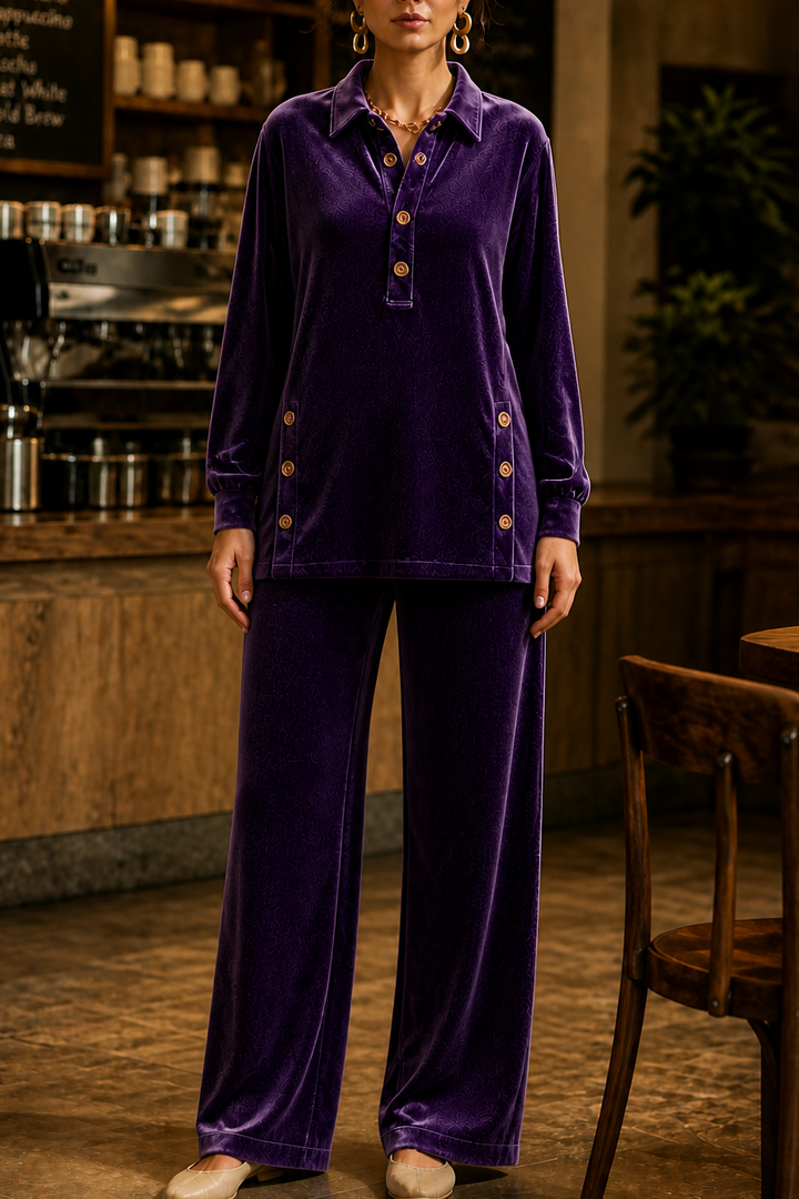 Velvetta – Oversized Zestaw Lounge z Weluru w Dwu Częściach
