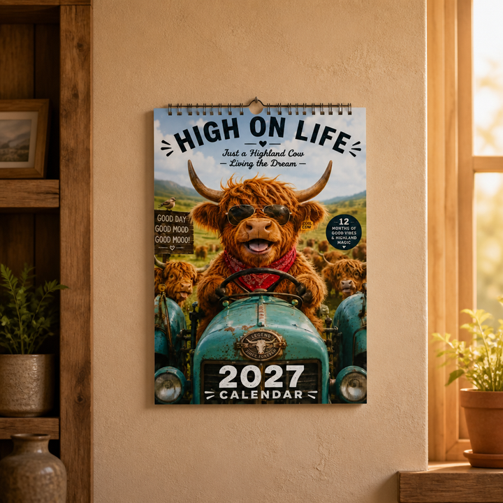 Mootsy – Kalendarz Ścienny z Highland Cow na 2027 rok