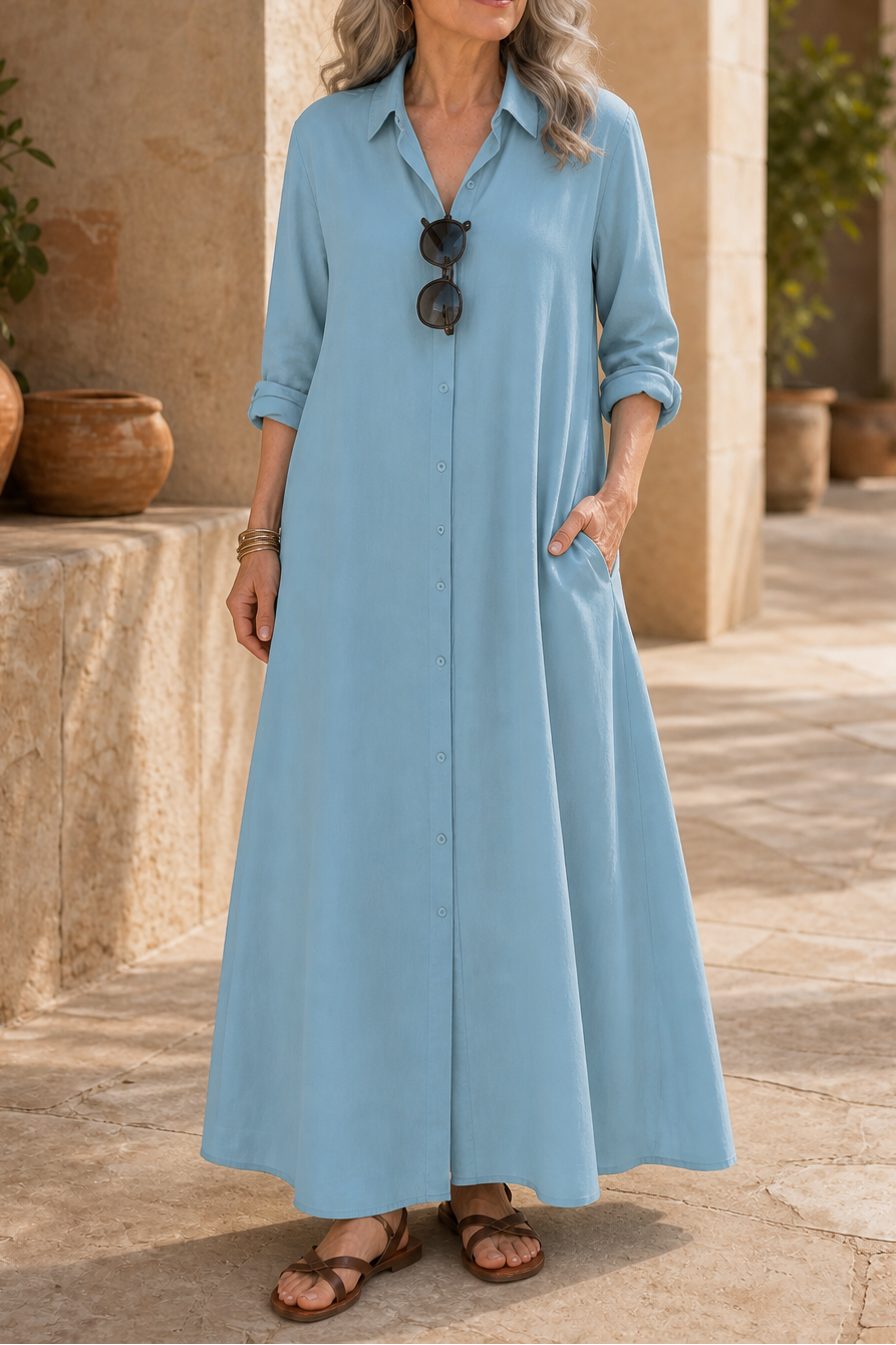 Wearbella – Oversized Bawełnowo-Lnianą Sukienka Maxi