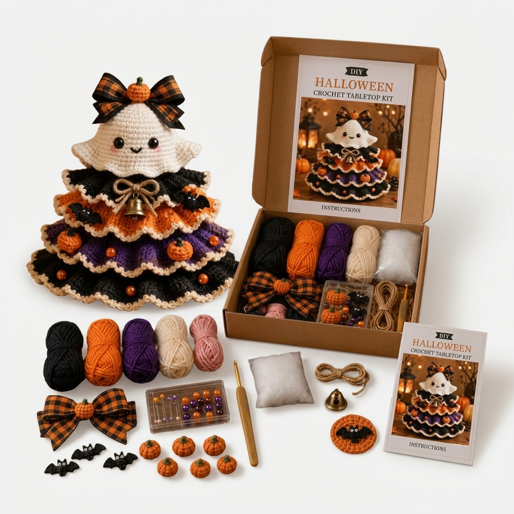 Hallowstitch – Warstwowy Szydełkowy Kot Czarownica na Halloween
