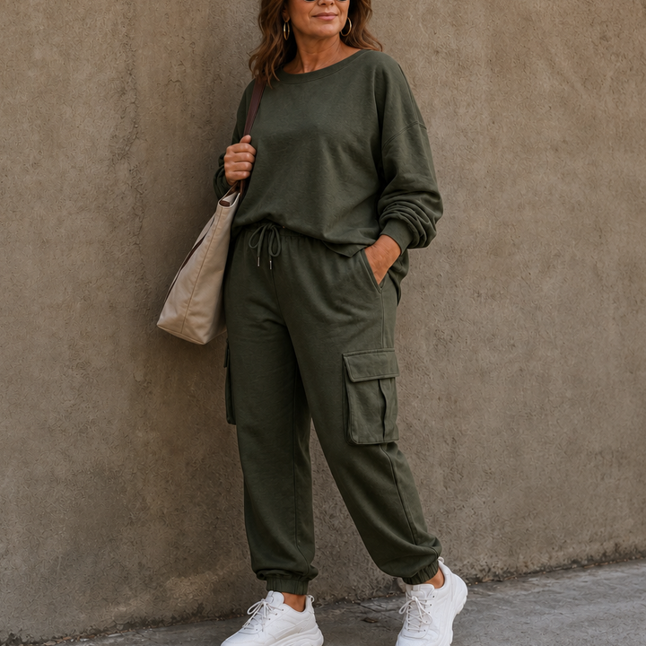 Wearbella – Zestaw topu z okrągłym dekoltem i spodni cargo