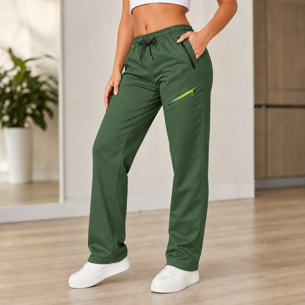 Poketa – Jogger z kieszeniami na zamek, Slim-Straight Pull-On