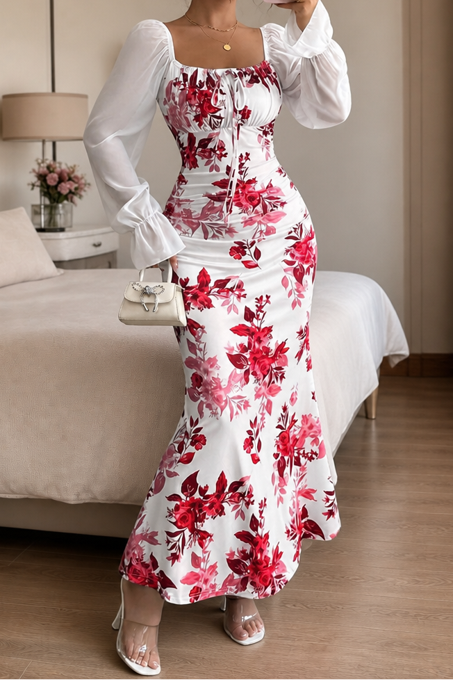 Wearbella – Kwiatowa Sukienka Maxi z Wiązaniem na Przodzie