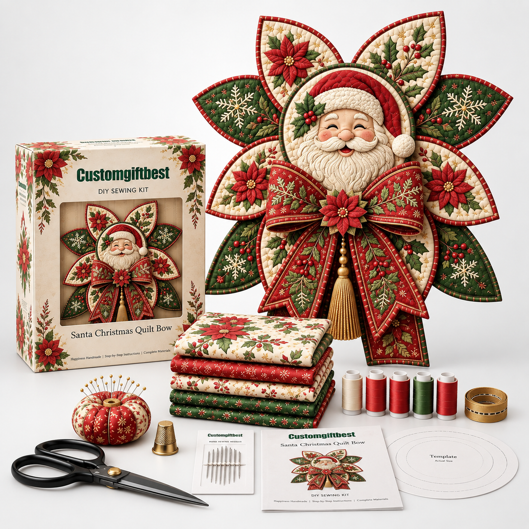 Zestaw do szycia Stitchmas Bow – Zrób to sam Zestaw do szycia ozdoby Mikołaja
