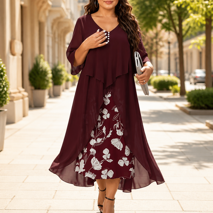 Wearbella – Sukienka z asymetrycznym dołem z chifonu w stylu faux dwuczęściowym