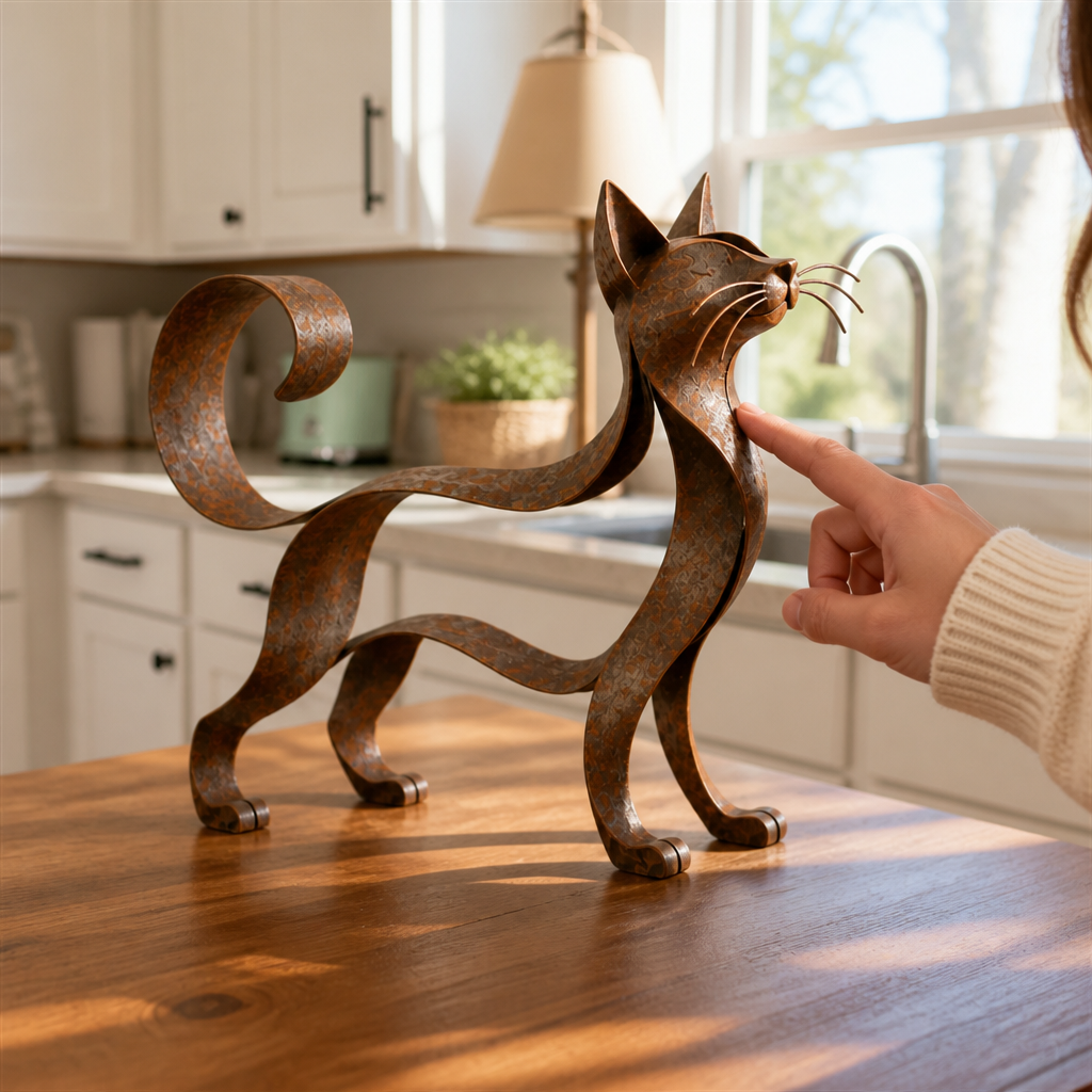 Maine &amp; Muse – Figurka metalicznego kota rasy Maine Coon