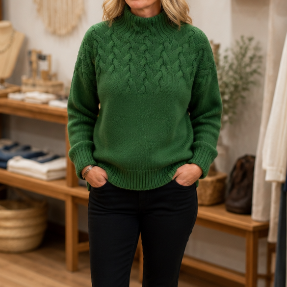 Cozette – Sweter z golfem pleciony w warkocze