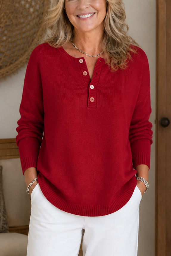 Wearbella – Sweter z dekoltem w serek i guzikami