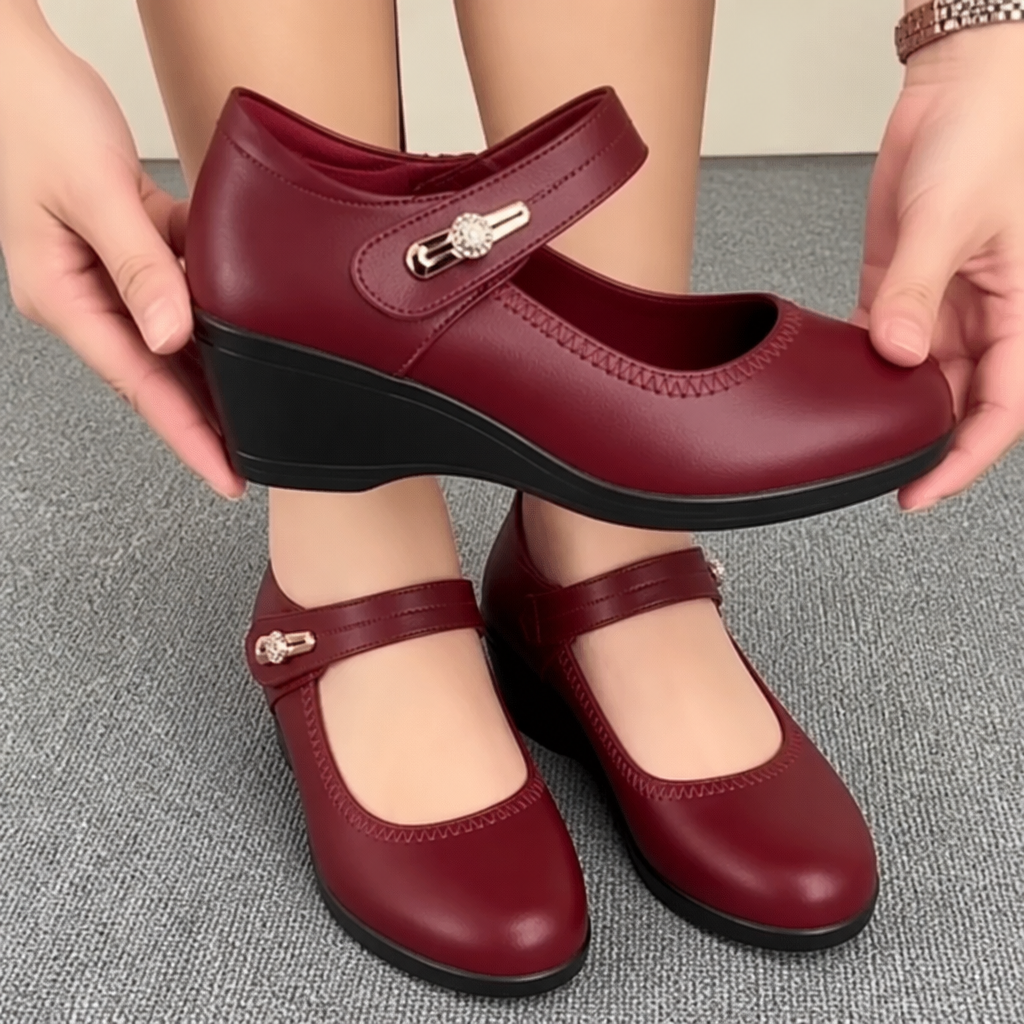 Solvana – Płaskie buty Mary Jane z zapięciem na pasek