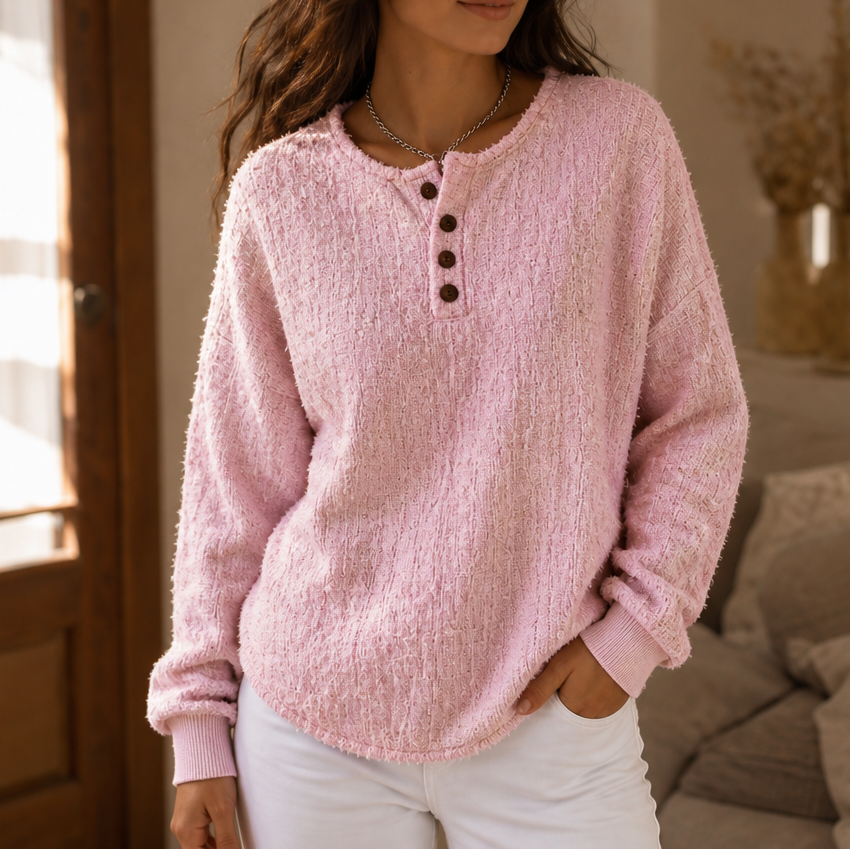 Autumbre – Gruby Sweter Henley z Guzikami