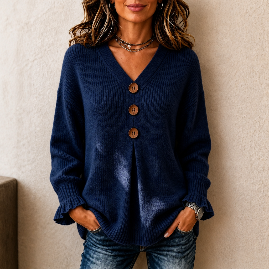 Wearbella – Sweter z dekoltem w serek i prążkowanym splotem