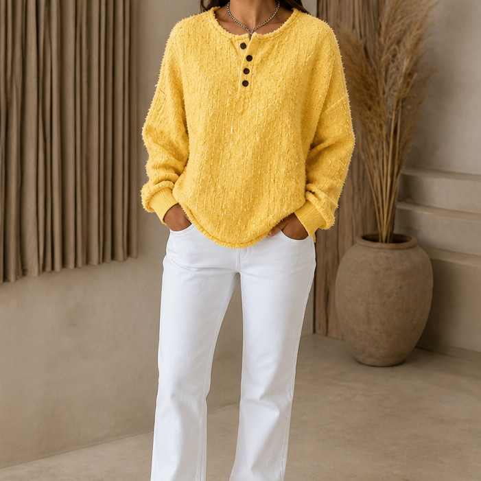 Marlwick – Sweter Henley z Grubej Dzianiny