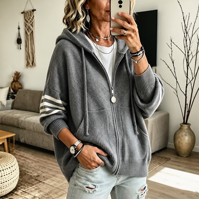Wearbella – Bluza z kapturem z opadającymi ramionami i zamkiem błyskawicznym