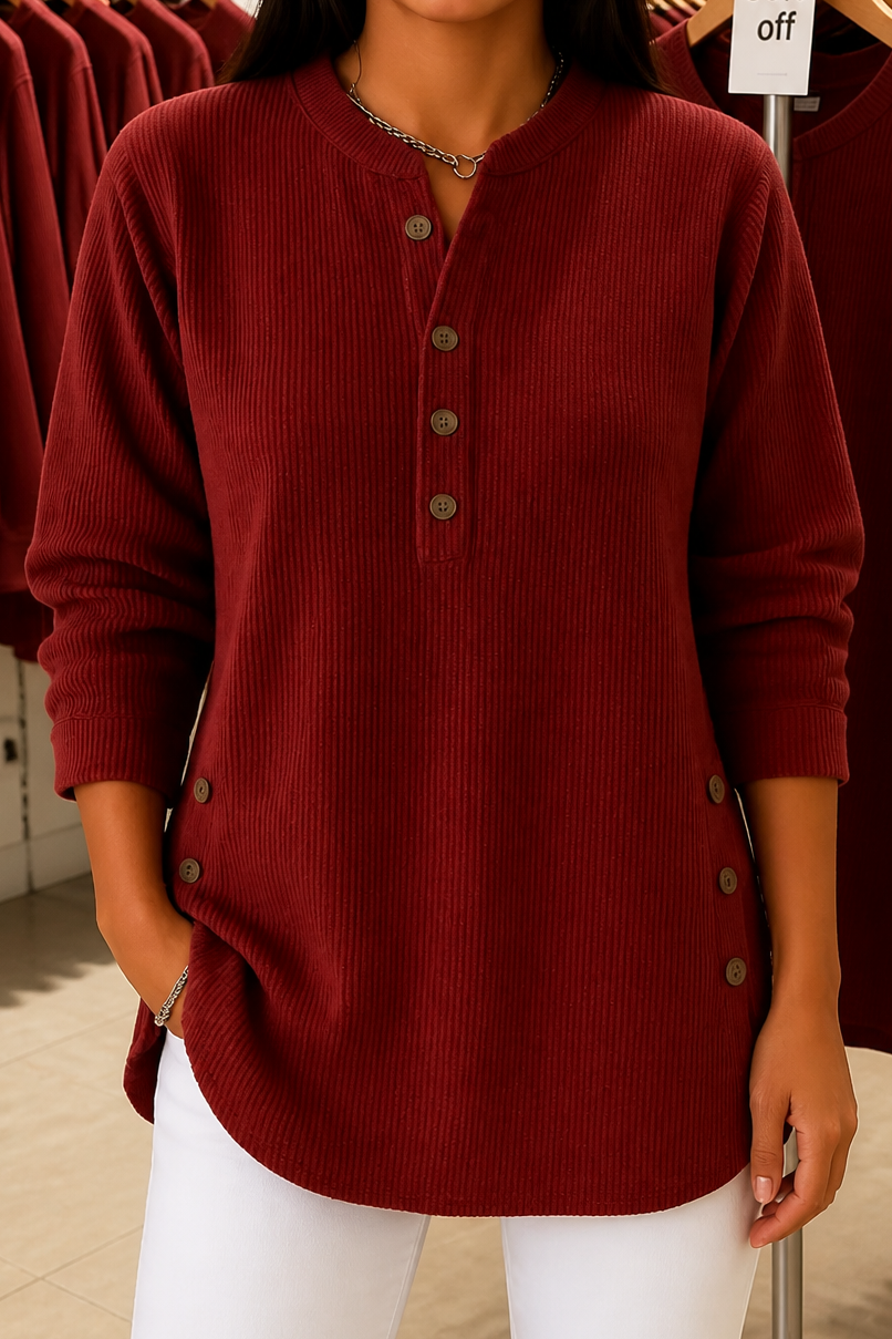 Corduvie – Koszulka Henley z guzikiem w stylu korduroy