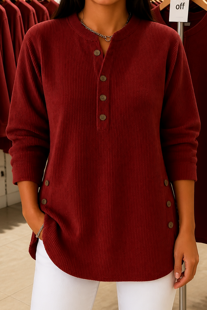 Corduvie – Koszulka Henley z guzikiem w stylu korduroy