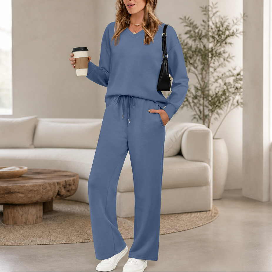 Draperie – Zestaw dresowy z dzianiny z pionowymi szwami