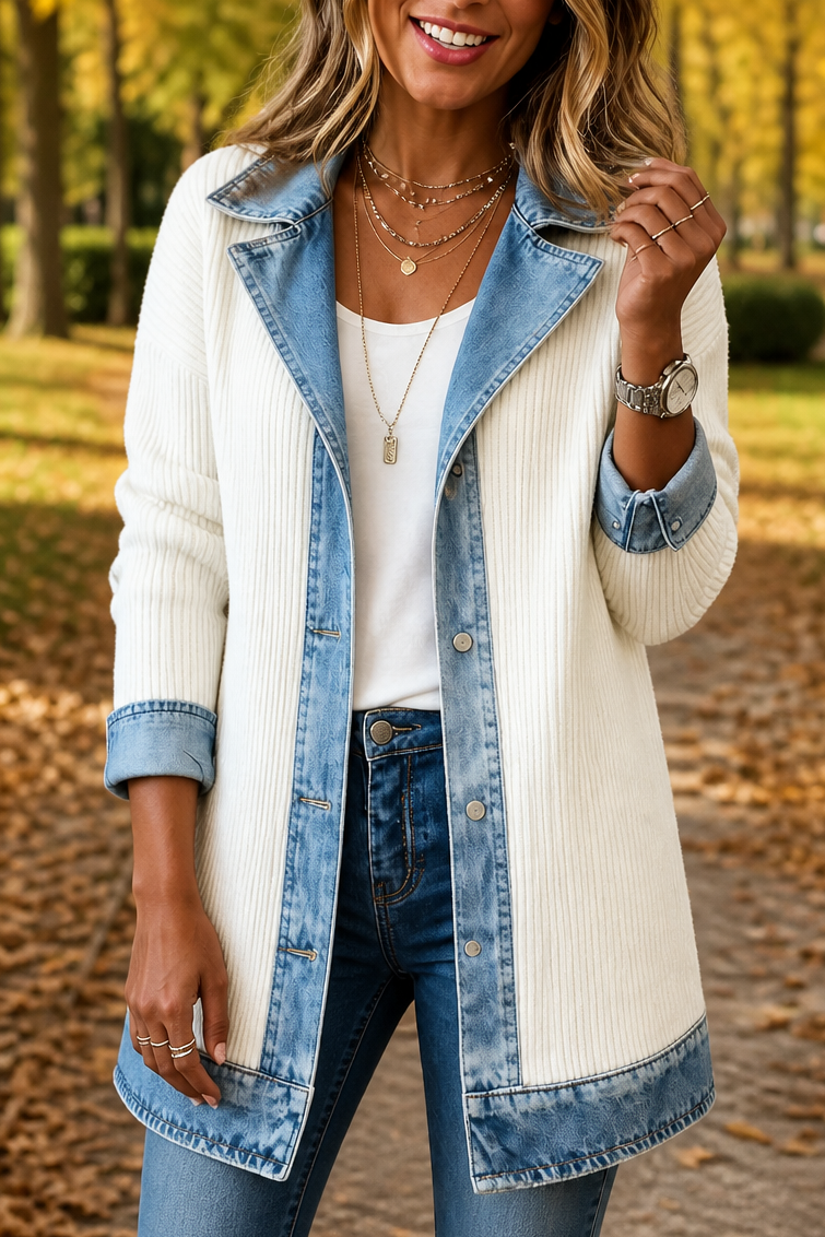 Wearbella – Płaszcz dzianinowy w stylu denimu