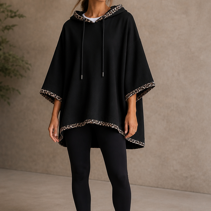 Wearlyn – Oversized Ponczo z Kapturem i Krótkim Rękawem