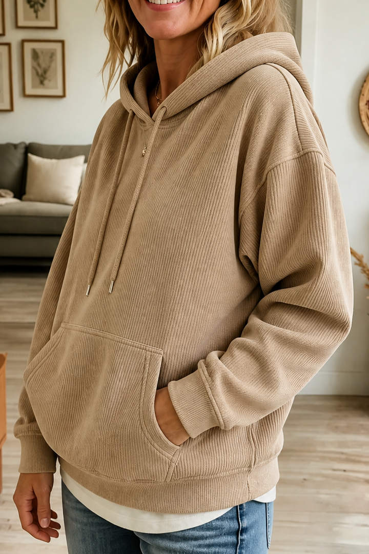 Corduvie – Bluza z kapturem w wyglądzie sztruksu z kieszeniami