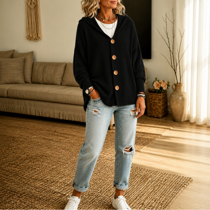 Wearbella – Kardigan z kapturem i guzikiem z przodu
