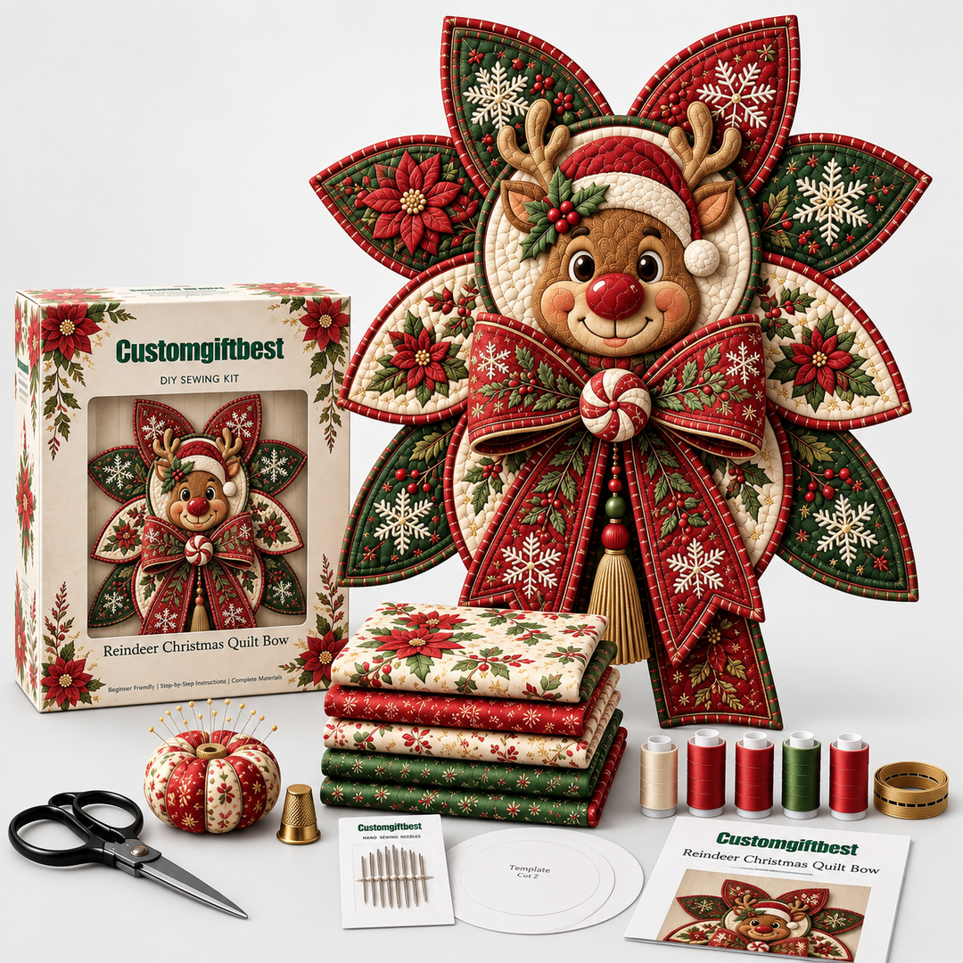 Zestaw do szycia Stitchmas Bow – Zrób to sam Zestaw do szycia ozdoby Mikołaja