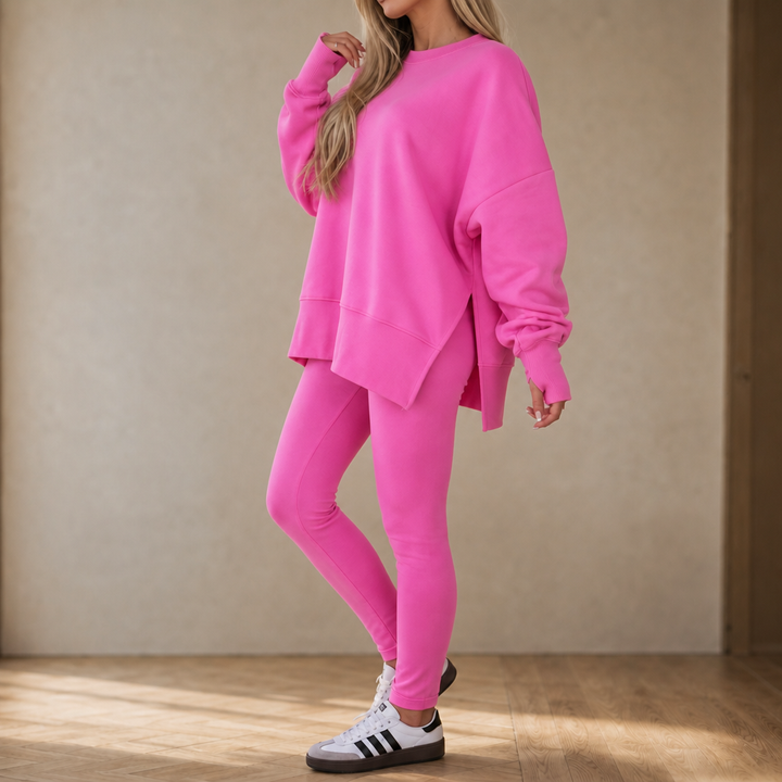 Ease &amp; Grace – Zestaw bluzy z rozcięciem bocznym i legginsów