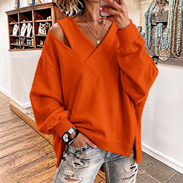 Slouvia – Asymetryczna Bluza z Wycięciem na Ramieniu w Oversize