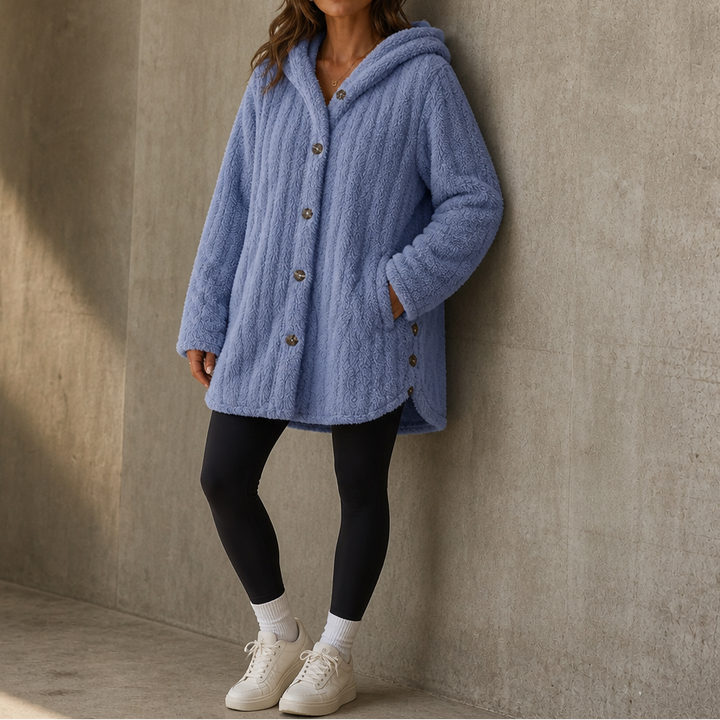 Wearbella – Kardigan z kapturem i guzikami, gruby splot