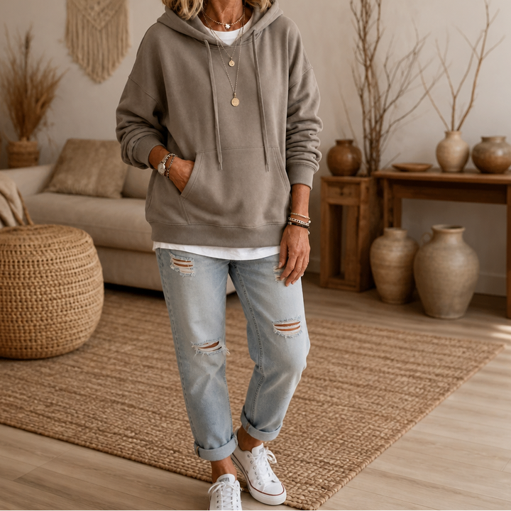 Wearbella – Oversized Hoodie z Bawełny z Opadającymi Ramionami