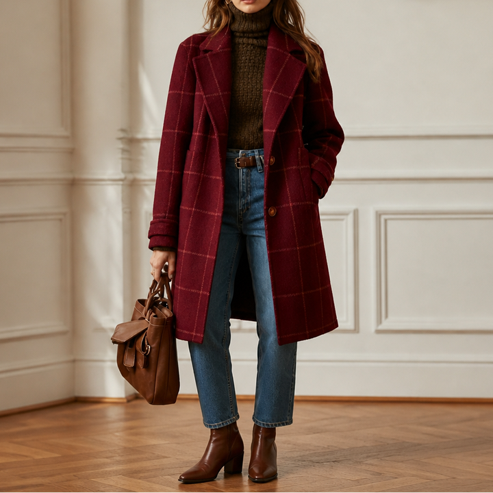 Wearbella – Oversizowy płaszcz w kratę z dwoma guzikami