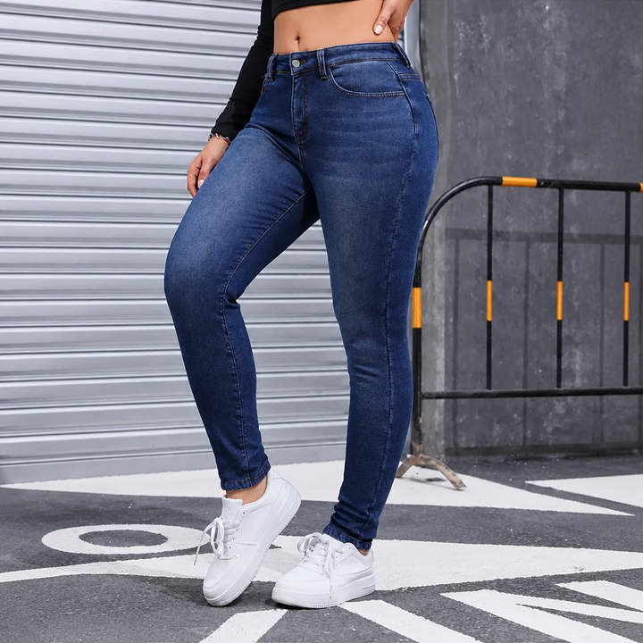 Plushden – Dżinsy Skinny z Fleecką w Środku