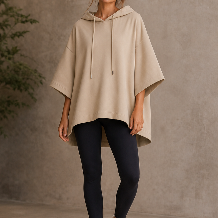 Wearlyn – Oversized Ponczo z Kapturem i Krótkim Rękawem