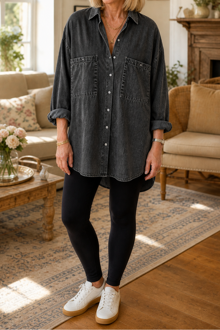 Wearbella – Przesadnie Duża, Miękka Koszula z Dżinsu Chambray