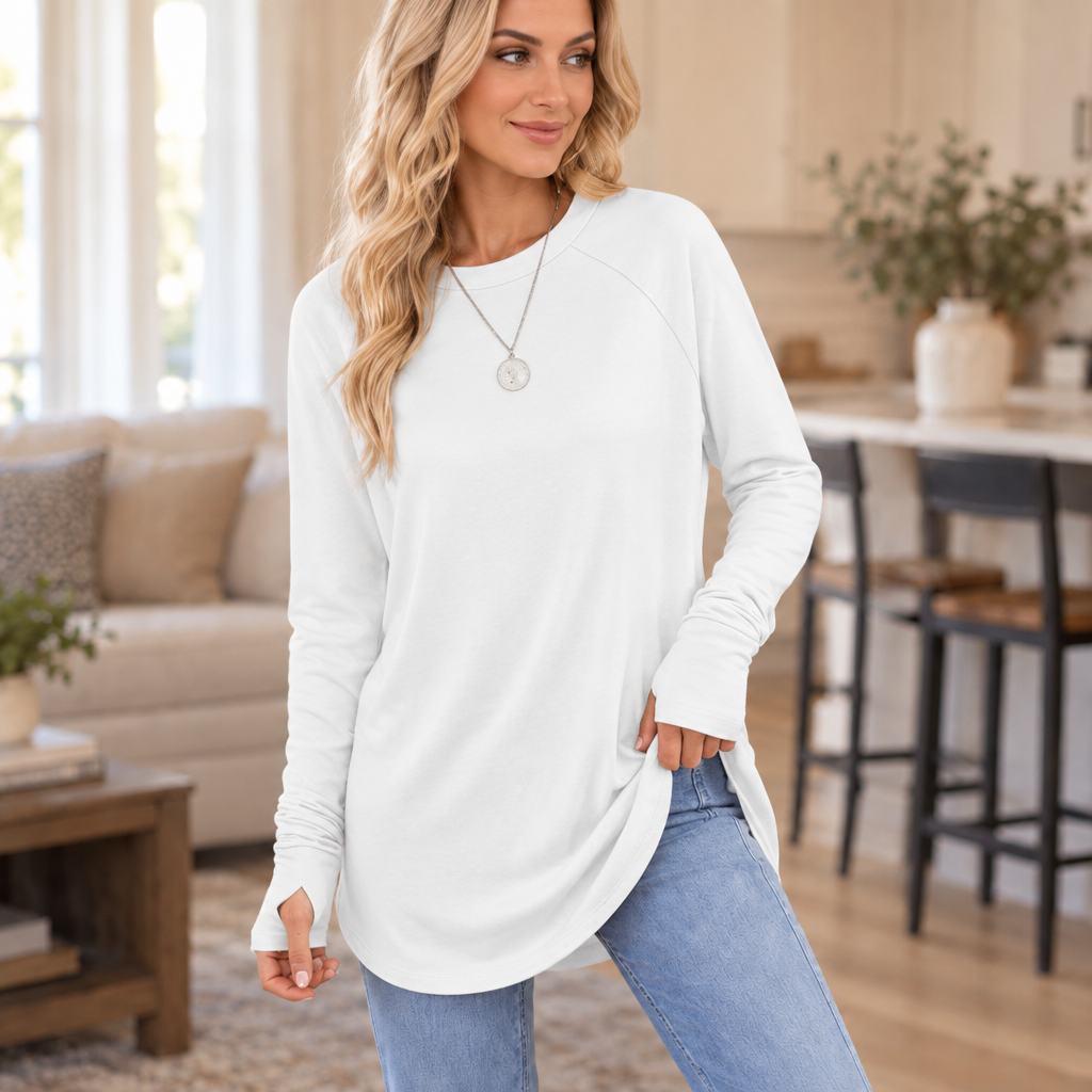 Cozelle – Sweter z otworami na kciuki i bocznymi rozporkami