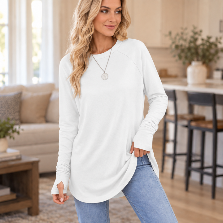 Cozelle – Sweter z otworami na kciuki i bocznymi rozporkami
