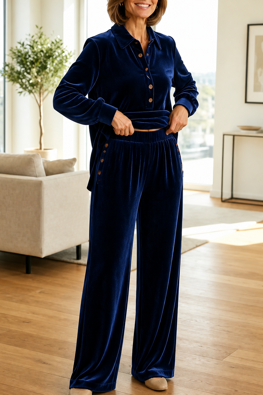 Velvetta – Oversized Zestaw Lounge z Weluru w Dwu Częściach